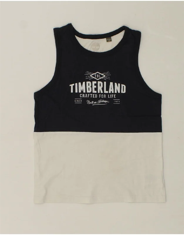 men's waterproof leather jacketTIMBERLAND Boys Graphic Vest Top 11-12 Years XS Navy Blue Colourblock