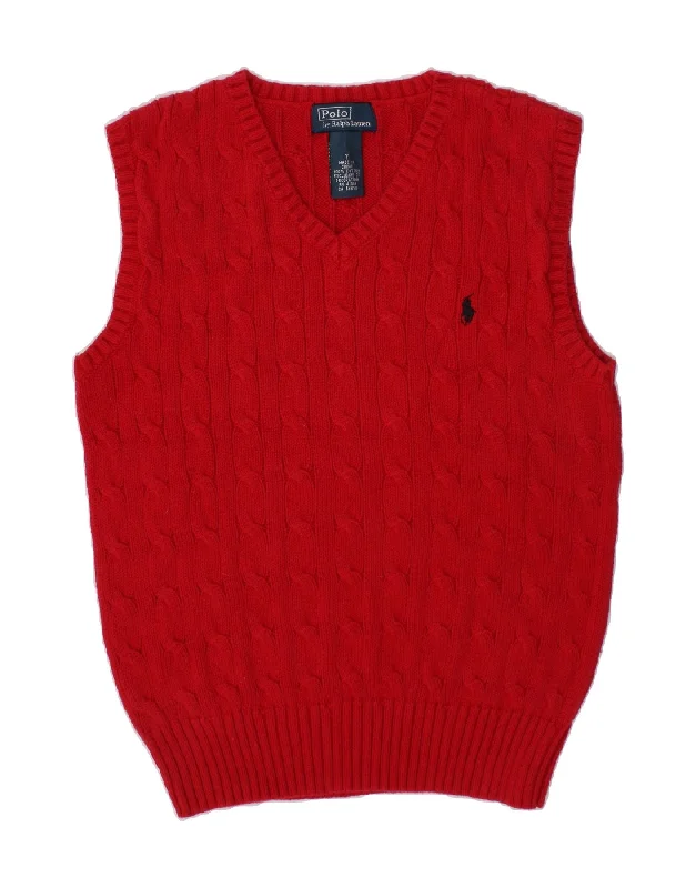 men's padded hooded coatPOLO RALPH LAUREN Boys Vest Tank Top 6-7 Years Red Cotton