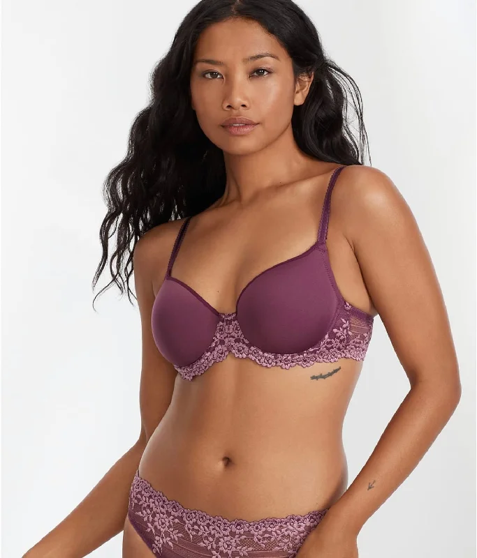 sheer lace nightgown setsWacoal Embrace Lace Contour T-Shirt Bra- Italian Plum/ Valerian