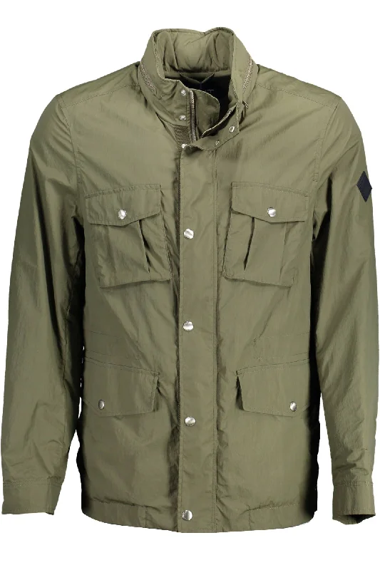 men's classic peacoat in navySleek Green Trench Coat With Concealed Hood