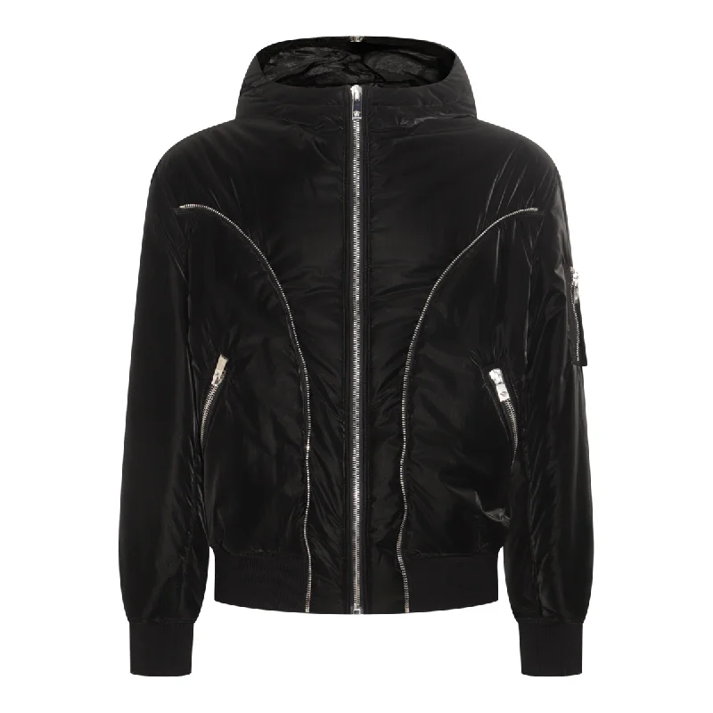 men's casual leather jacket with pocketsVersace Coats Black