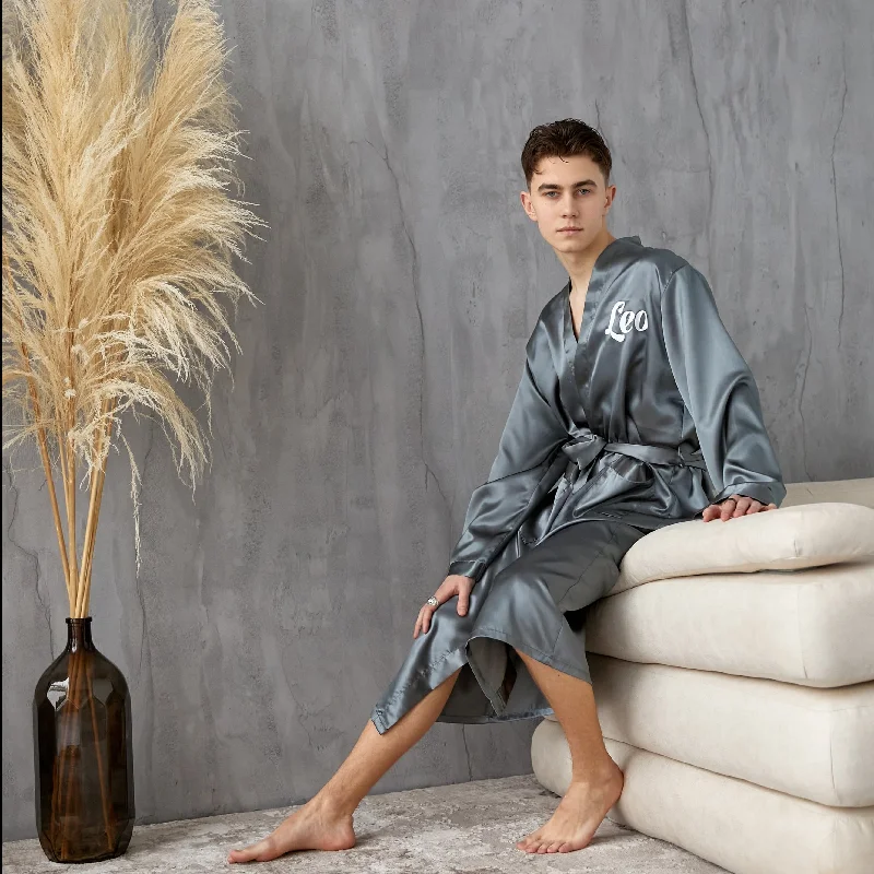 women's pajamas with a cozy, snug fit for ultimate comfortCustom men’s satin robe- Script Vinyl