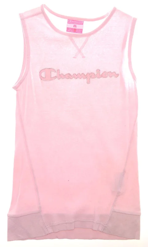 men's padded hooded coatCHAMPION Girls Graphic Vest Top 9-10 Years Pink Cotton