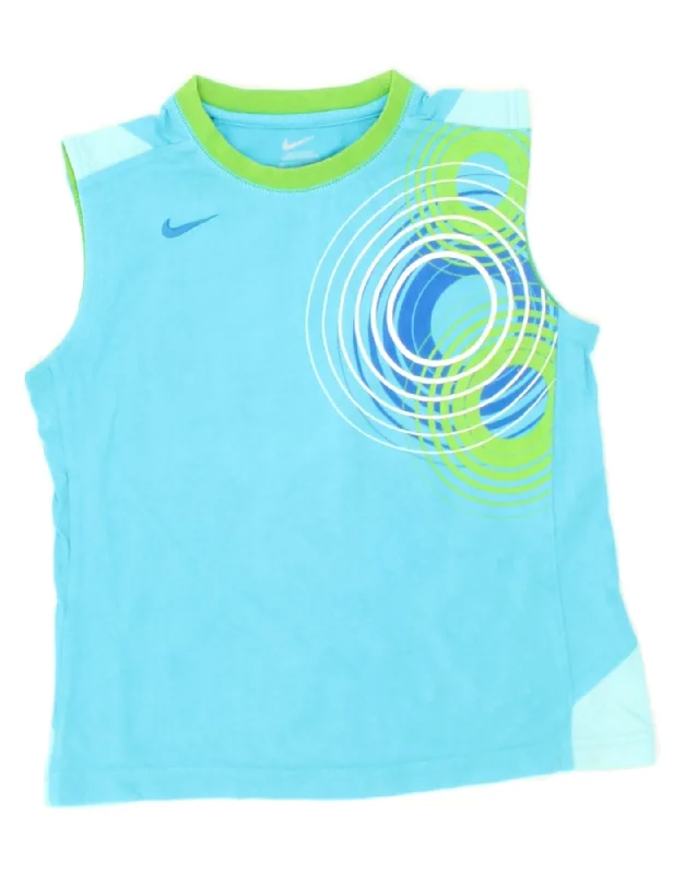 men's down-filled winter jacketNIKE Boys Vest Top 5-6 Years Medium  Blue Geometric Cotton