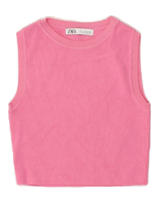 men's shearling-lined coatZARA Girls Vest Tank Top 5-6 Years Medium Pink Viscose