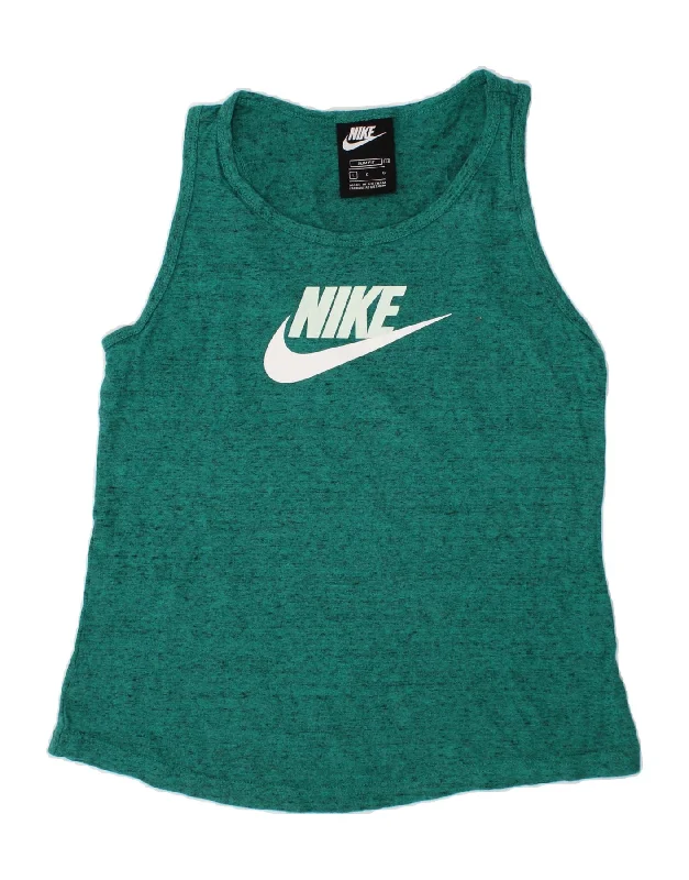 men's leather motorcycle jacketNIKE Boys Slim Fit Graphic Vest Top 12-13 Years Large Green Flecked Cotton