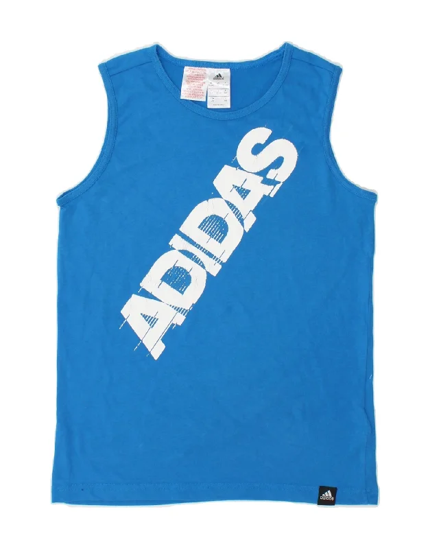 men's waterproof parka coatADIDAS Boys Graphic Vest Top 13-14 Years Blue Cotton