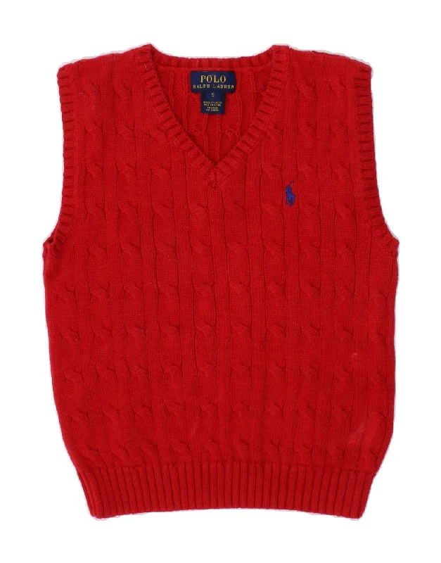 men's denim jacket with embroideryPOLO RALPH LAUREN Boys Vest Tank Top 4-5 Years Red Cotton