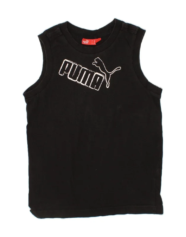 men's tailored wool blazerPUMA Boys Graphic Vest Top 9-10 Years  Black Cotton