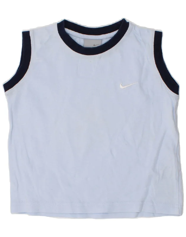 men's fleece-lined denim jacketNIKE Boys Vest Top 3-4 Years XS Blue Cotton