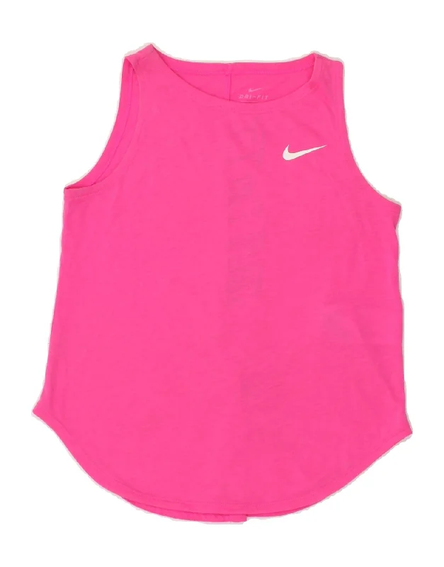 men's fleece-lined denim jacketNIKE Girls Dri Fit Graphic Vest Top 12-13 Years Large  Pink Polyester