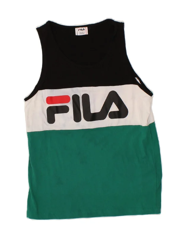 men's military-style jacketFILA Boys Graphic Vest Top 15-16 Years Multicoloured Colourblock Cotton