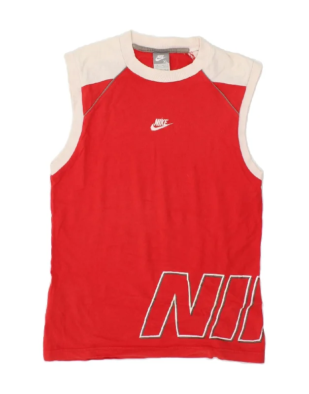 men's insulated parka with pockets and zippersNIKE Boys Graphic Vest Top 13-14 Years XL Red Colourblock Cotton