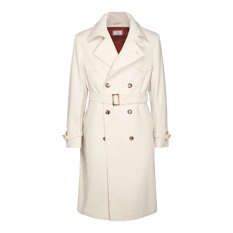 men's casual peacoat with pocketsBrunello Cucinelli Coats White