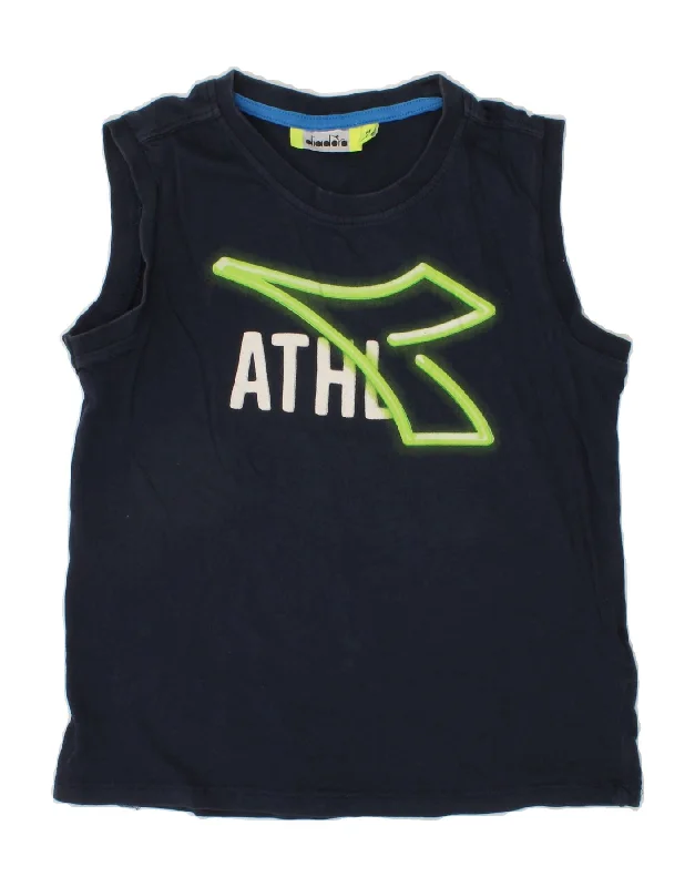 men's slim-fit leather jacketDIADORA Boys Graphic Vest Top 7-8 Years Medium Navy Blue Cotton