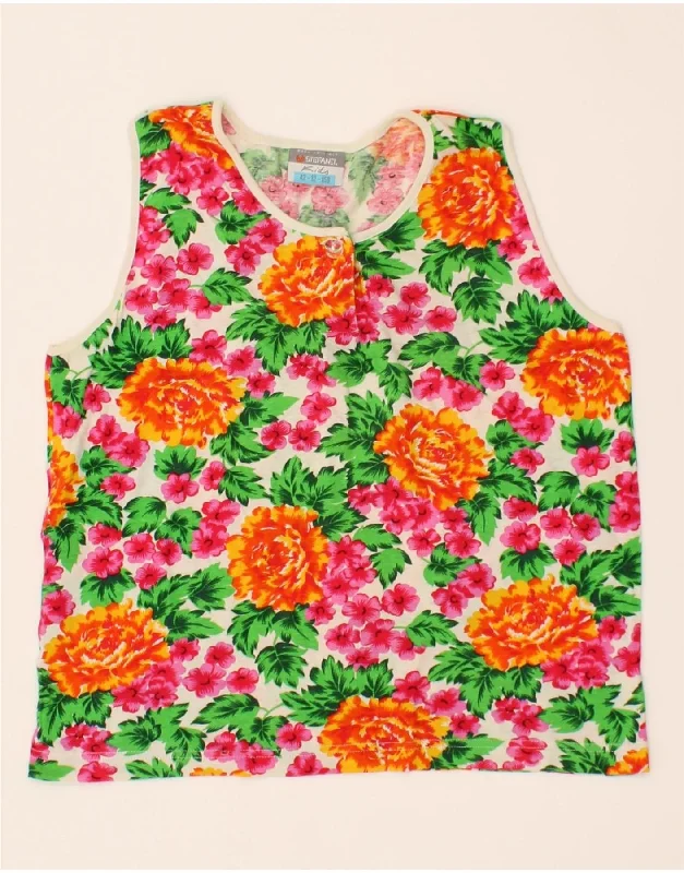 men's peacoat with leather trimSTEFANEL Girls Vest Top 11-12 Years Multicoloured Floral Cotton