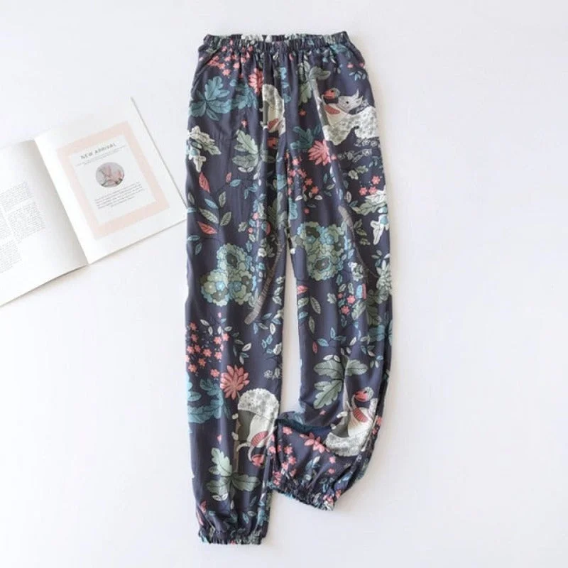 Navy Leaves Trouser