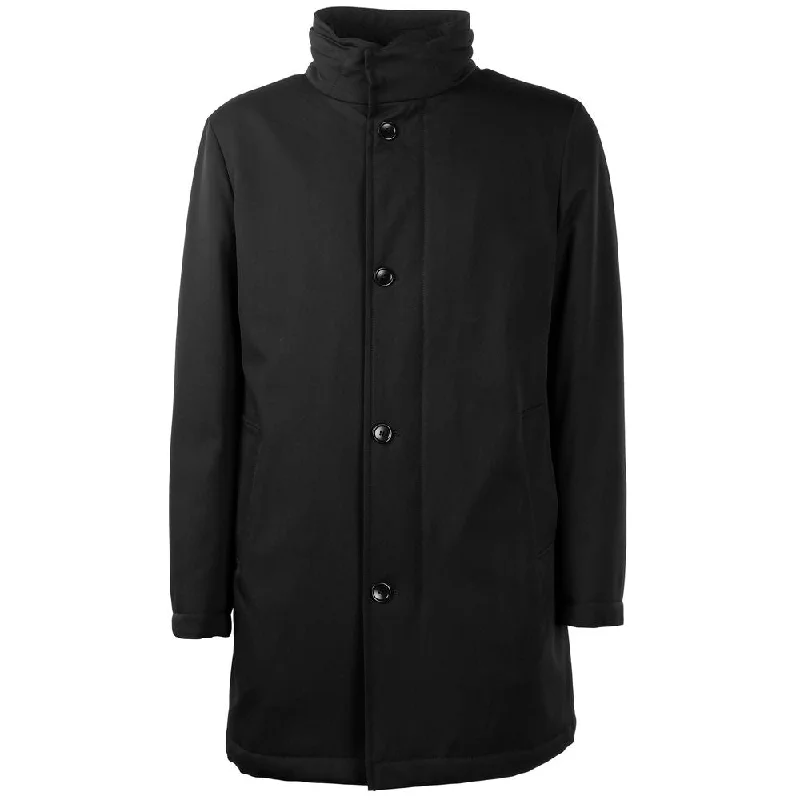 men's quilted winter jacketElegant Virgin Wool Coat With Storm Protection