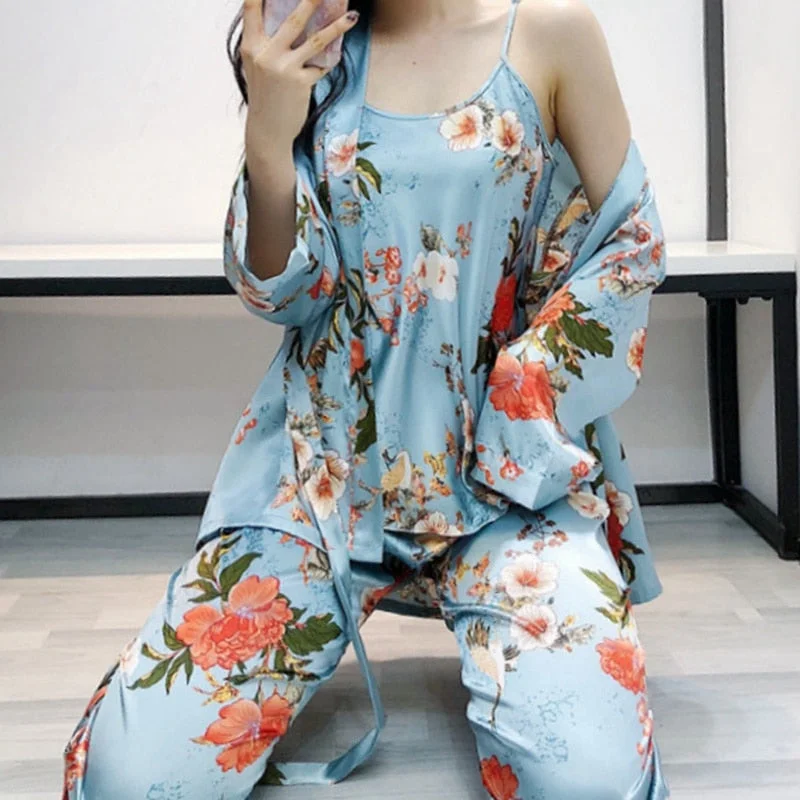 women's pajamas for a relaxing weekendThe Floral Print Long Cardigan Pajama Set Original Pajamas