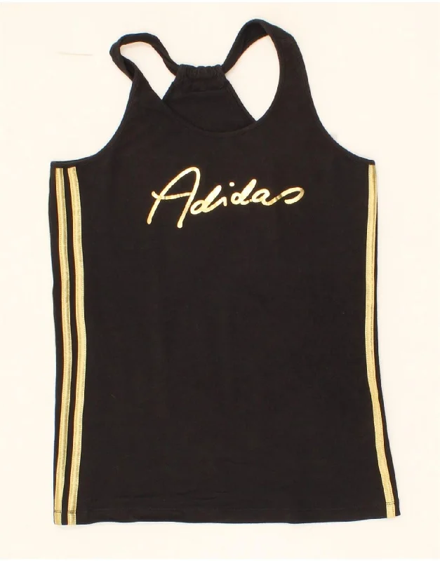 men's fleece-lined parkaADIDAS Girls Graphic Vest Top 13-14 Years Black Cotton