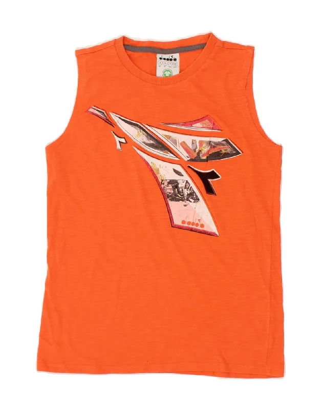 men's lightweight denim jacketDIADORA Boys Graphic Vest Top 13-14 Years XL Orange Cotton