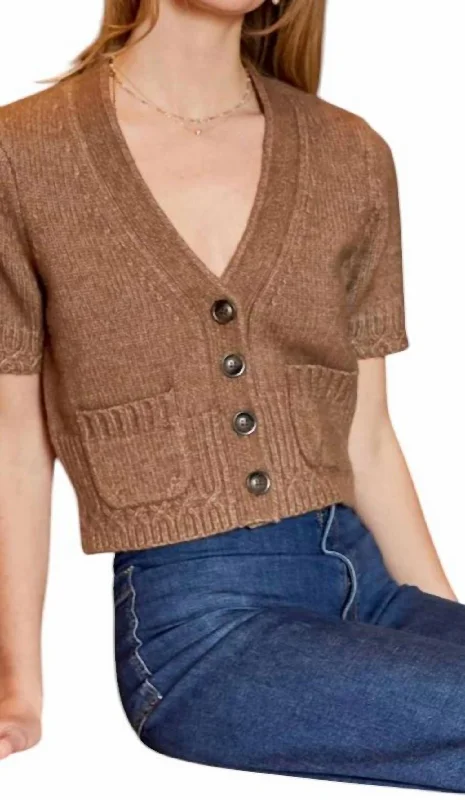 Women's Narrow Collar SweatersBrynn Cardigan In Umber