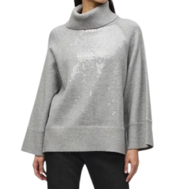 Women's Asymmetrical Hem SweatersKnit Boxy Sweater In Grey Melange