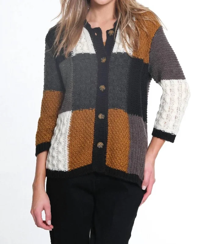 Women's Shawl Collar SweatersDrop Shoulder Button Front Cardigan In Multi