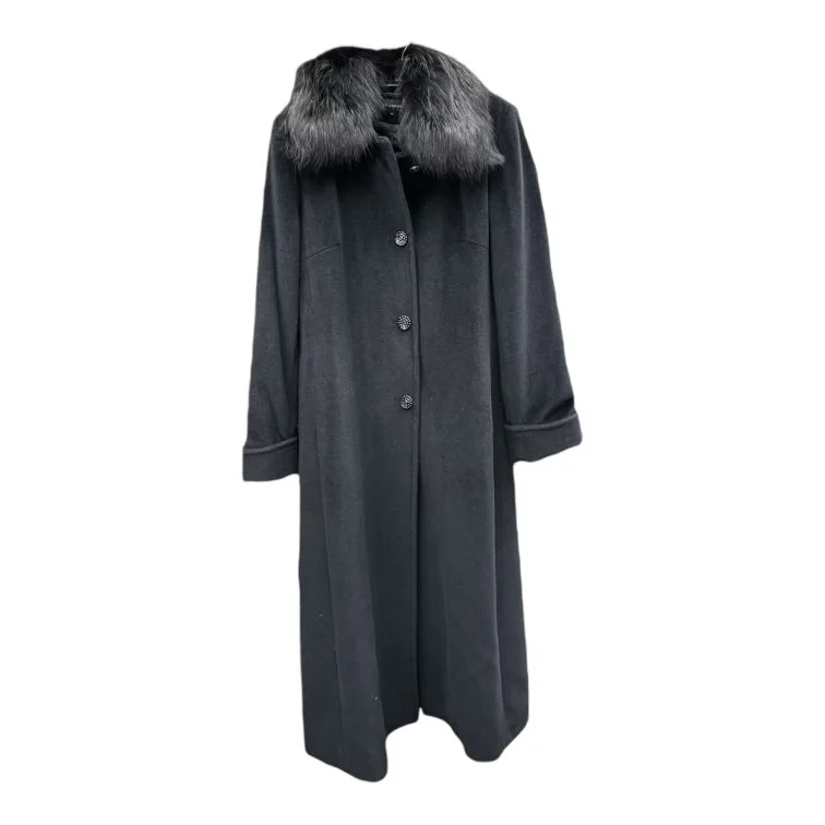 Women's Coats with Fur Trimmed CollarCoat Designer By St. John In Black, Size: M