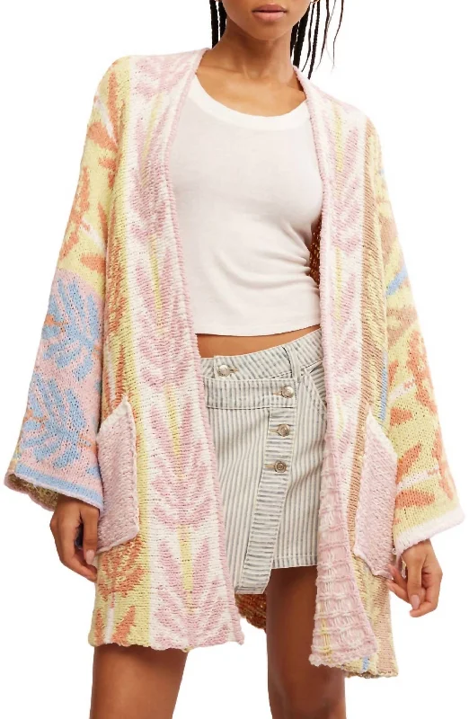 Women's Wide Collar SweatersMallorca Oversize Open Front Cardigan In Spring Breeze Combo