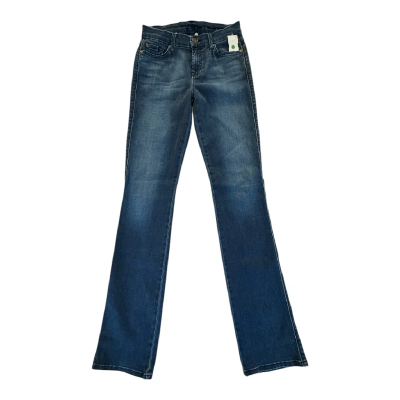 Women's Jodhpurs with Mid-LengthJeans Straight By 7 For All Mankind In Blue Denim, Size: 2