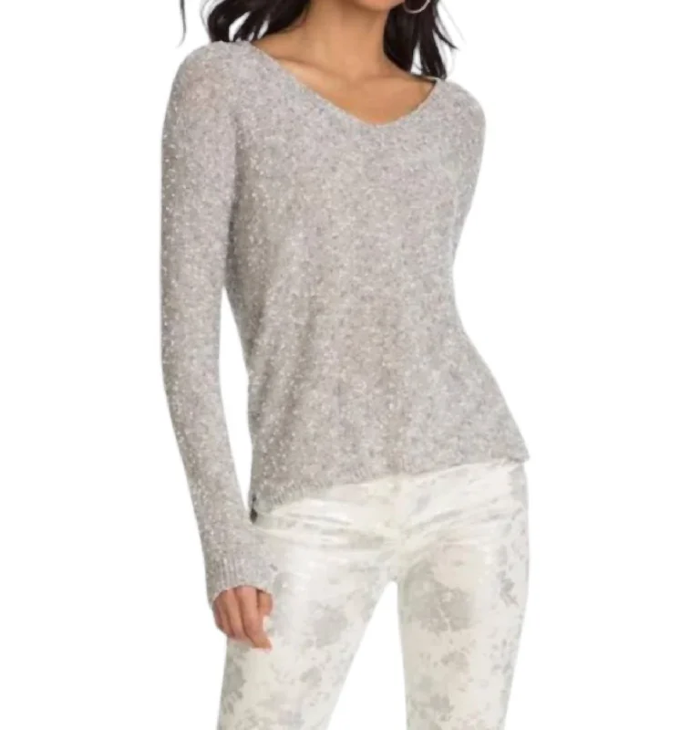 Women's Lapel Collar SweatersSparkler Sweater In Silver