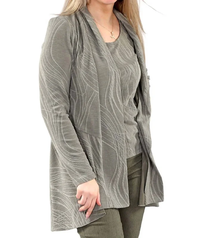 Women's Keyhole Collar SweatersOpen-Front Knit Cardigan In A/s Olive