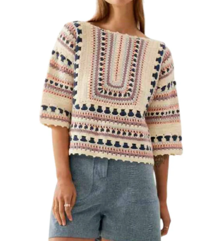 Women's Fitted SweatersHand Crocheted Lorianne Sweater In Multi-Colored