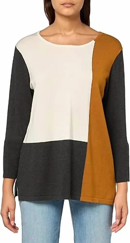 Women's Patterned SweatersColor Block Sweater In Copper/cream