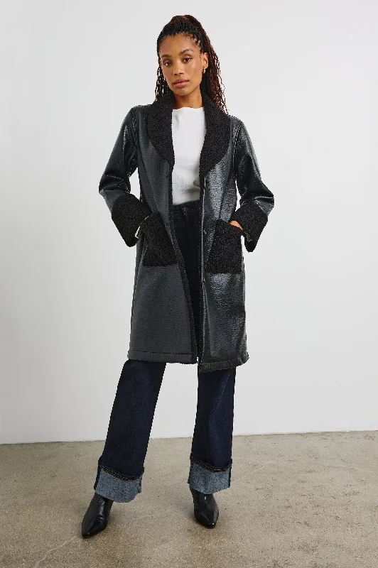 Women's Coats with Fur Trimmed PocketsZODIAC JACKET - BLACK SHEARLING