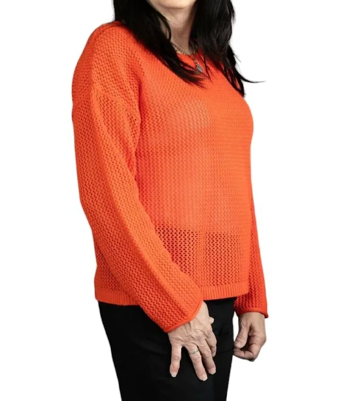 Women's Bell Sleeve SweatersHoley Sweater In Orange