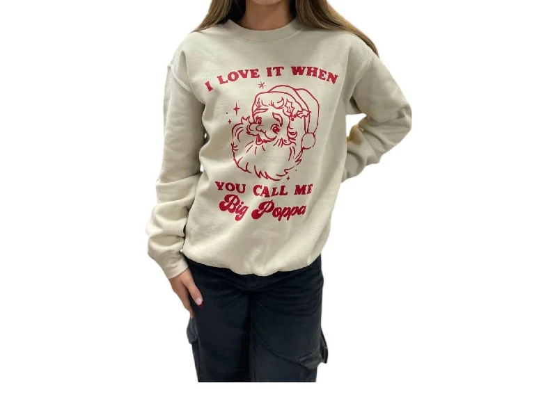 Women's Bulgarian Wool SweatersBig Poppa Santa Sweatshirt In Sand