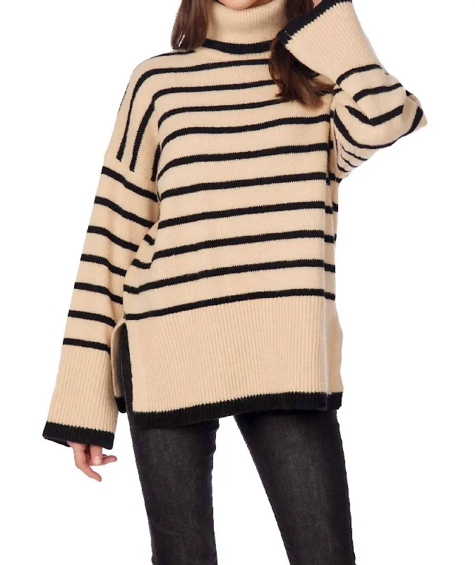 Women's Greek Wool SweatersDunn Striped Sweater In Tan