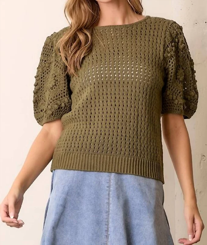 Women's Armenian Wool SweatersEvie Top In Olive