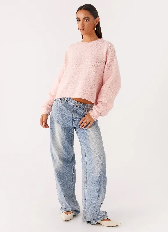 Women's Coats with Fur Trimmed BeltLilah Knit Jumper - Pink