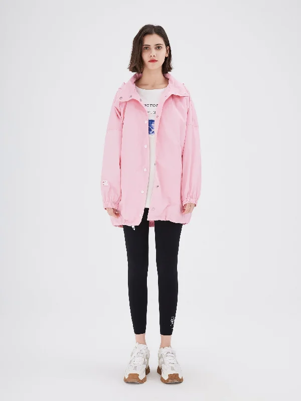 Women's Coats with ZipperPink Graphic Print Hooded Windbreaker-Sample