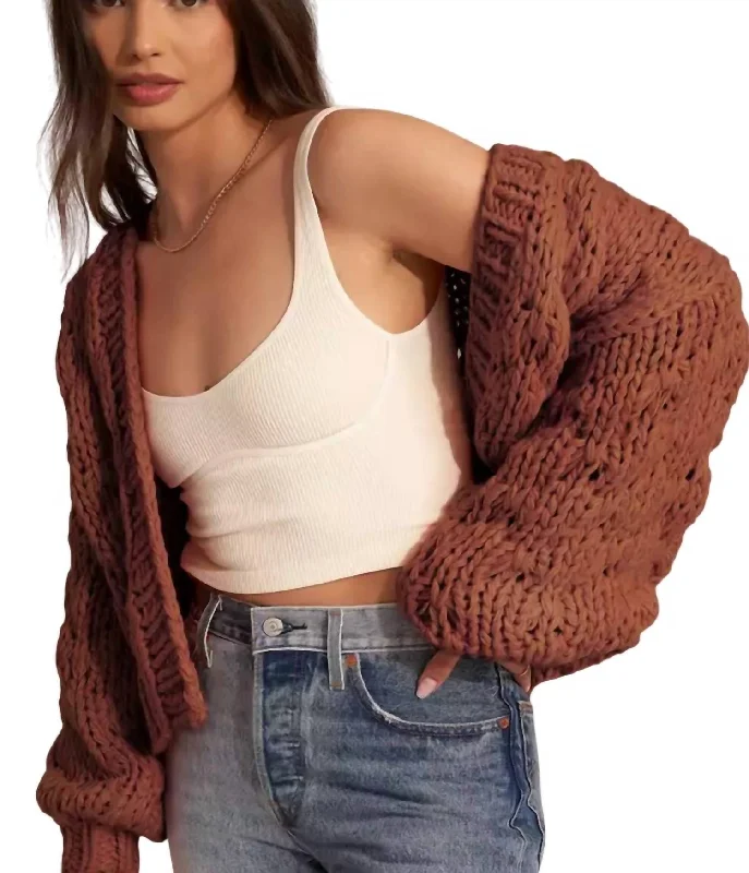 Women's Rounded Collar SweatersGigi Cardigan In Caramel