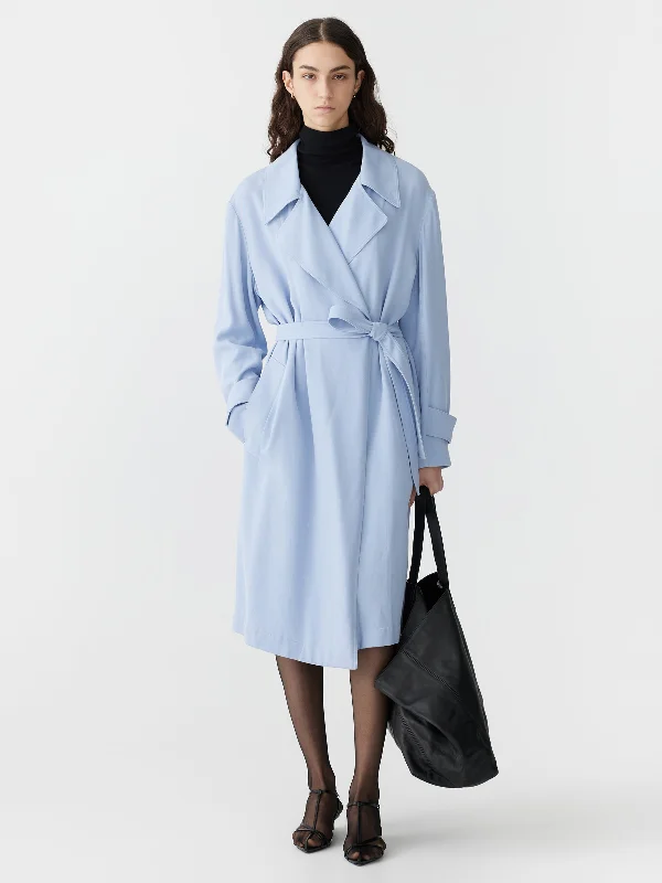 Women's Peacoatsviscose twill relaxed trench