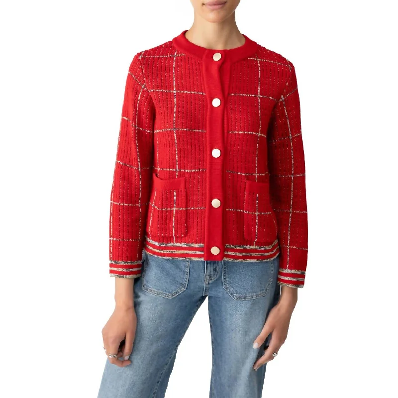 Women's Sweetheart Collar SweatersFirst Lady Jacket In Mars Red