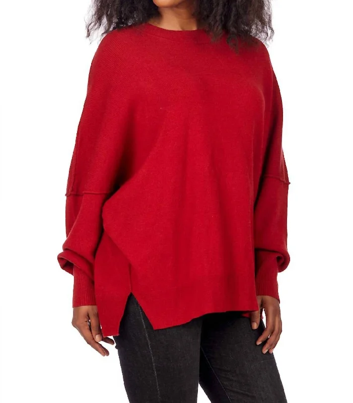 Women's Georgian Wool SweatersAstrid Ribbed Sweater In Red