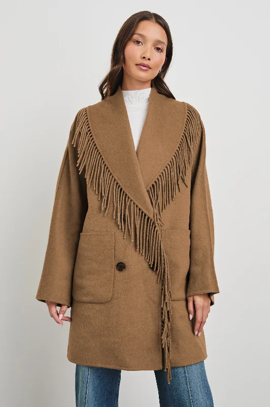 Women's Coats with Fur Trimmed BeltHUGO COAT - CAMEL