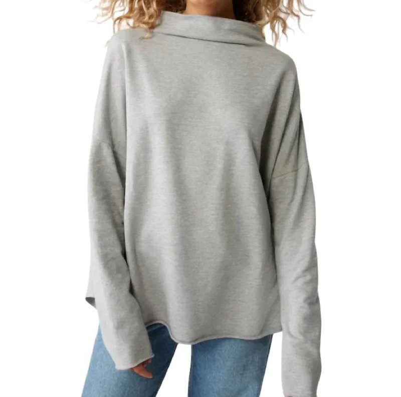 Women's Narrow Collar SweatersLaurel Mock Neck Top In Heather Grey