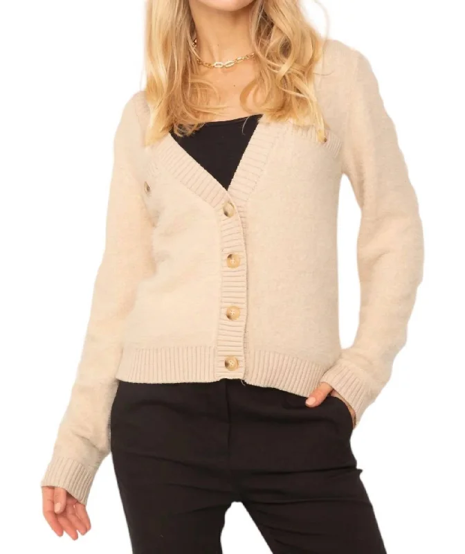 Women's Lithuanian Wool SweatersKaylen Eyelash Cardigan In Bone