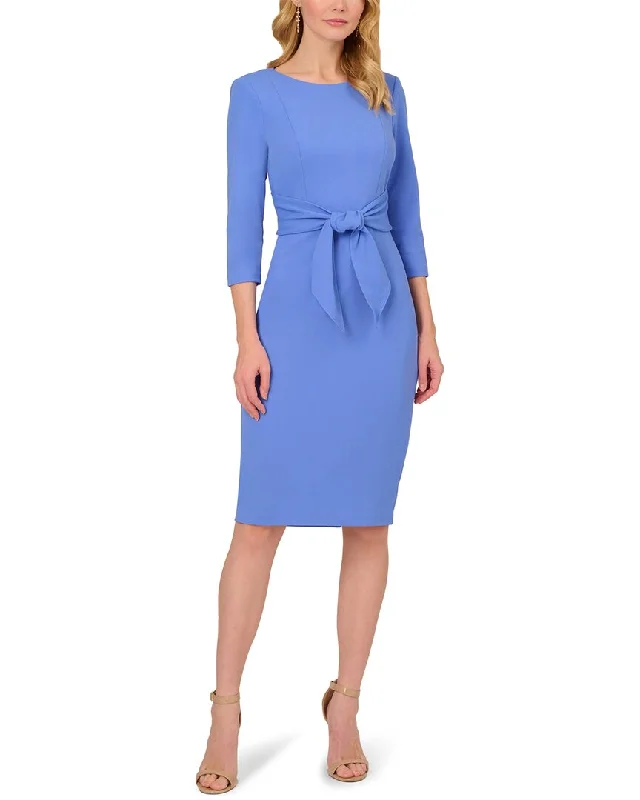 Women's Mandarin Collar DressesAdrianna Papell Knit Crepe Tie Waist Sheath Dress